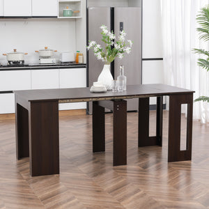 Extendable dining table, extendable kitchen table for small spaces, seats up to 6, dark brown