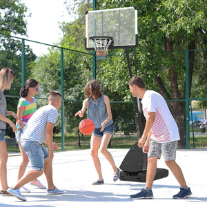 Système de basketball réglable pour entraînement en plein air, panneau robuste et roulettes pratiques