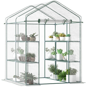 Portable garden greenhouse with 8 shelves