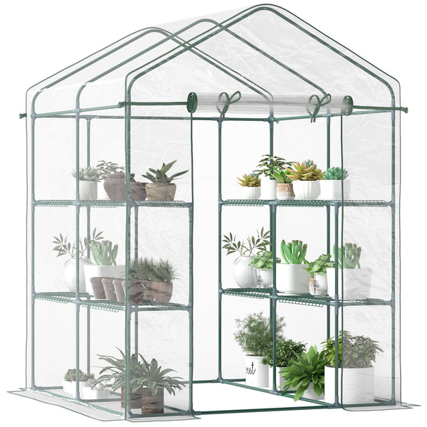 Portable garden greenhouse with 8 shelves