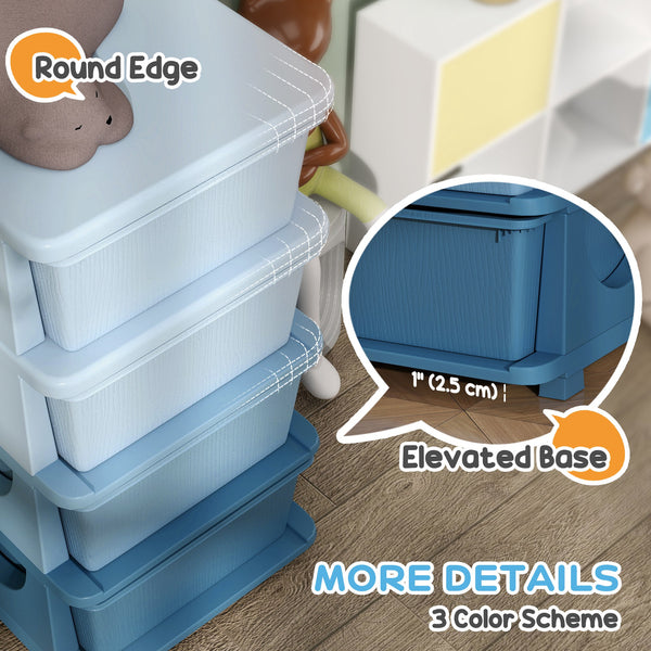 4-Tier Organizer with 4 Plastic Drawers, Blue