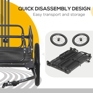 Bicycle trailer with suspension, triple safety system, black