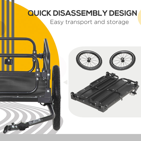 Bicycle trailer with suspension, triple safety system, black