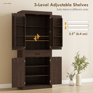 Country style storage unit with 4 barn doors, brown