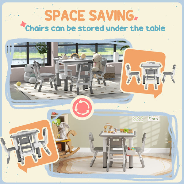 5-piece height-adjustable table and chair set, gray