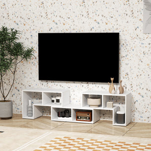 3-piece modular TV stand with 6 compartments for TVs up to 75 in. – White