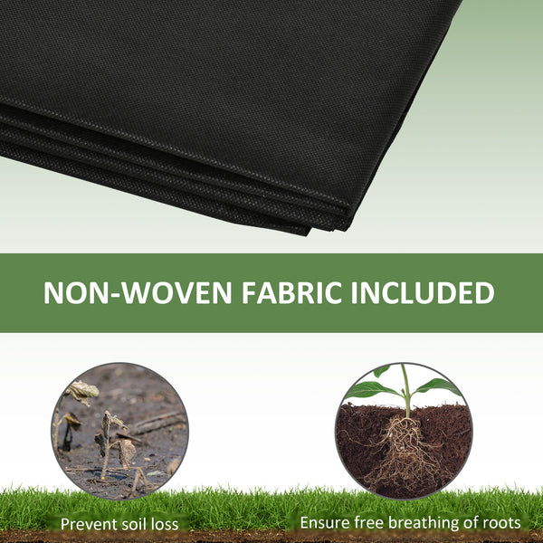 Raised wooden planter with 2 flower boxes and non-woven fabric lining