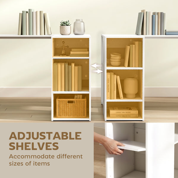 55" L-Shaped Desk with Outlets and Drawers, White
