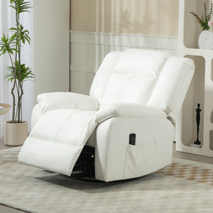 8-Point Vibration Massage Recliner Chair in Cream White Leather