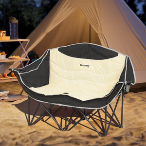 Double Camping Chair with Cup Holder and Carry Bag, Load Capacity: 250 kg, Khaki