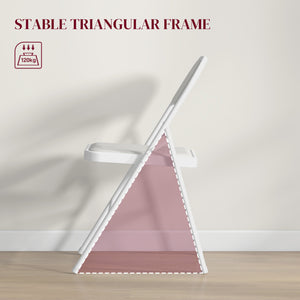 Set of 2 folding metal chairs with faux leather upholstery, white