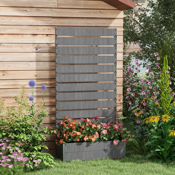Raised planter with trellis for climbing plants, dark grey