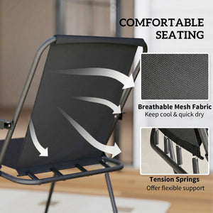 6-Piece Patio Dining Set with Umbrella, Folding Chairs, and Glass Table, Black.
