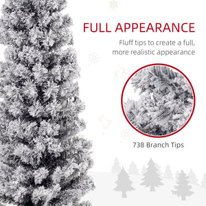 7.5 foot frosted pencil shaped Christmas tree