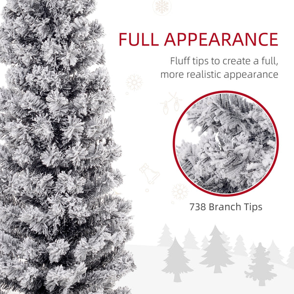 7.5 foot frosted pencil shaped Christmas tree