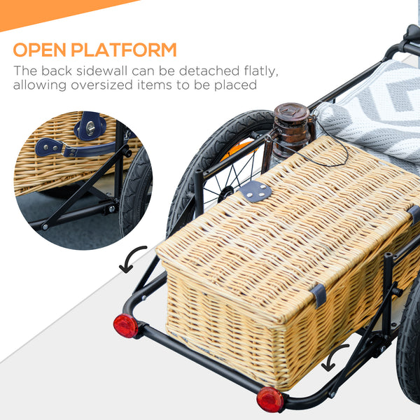 Steel bicycle trailer with foldable storage box and safety reflectors