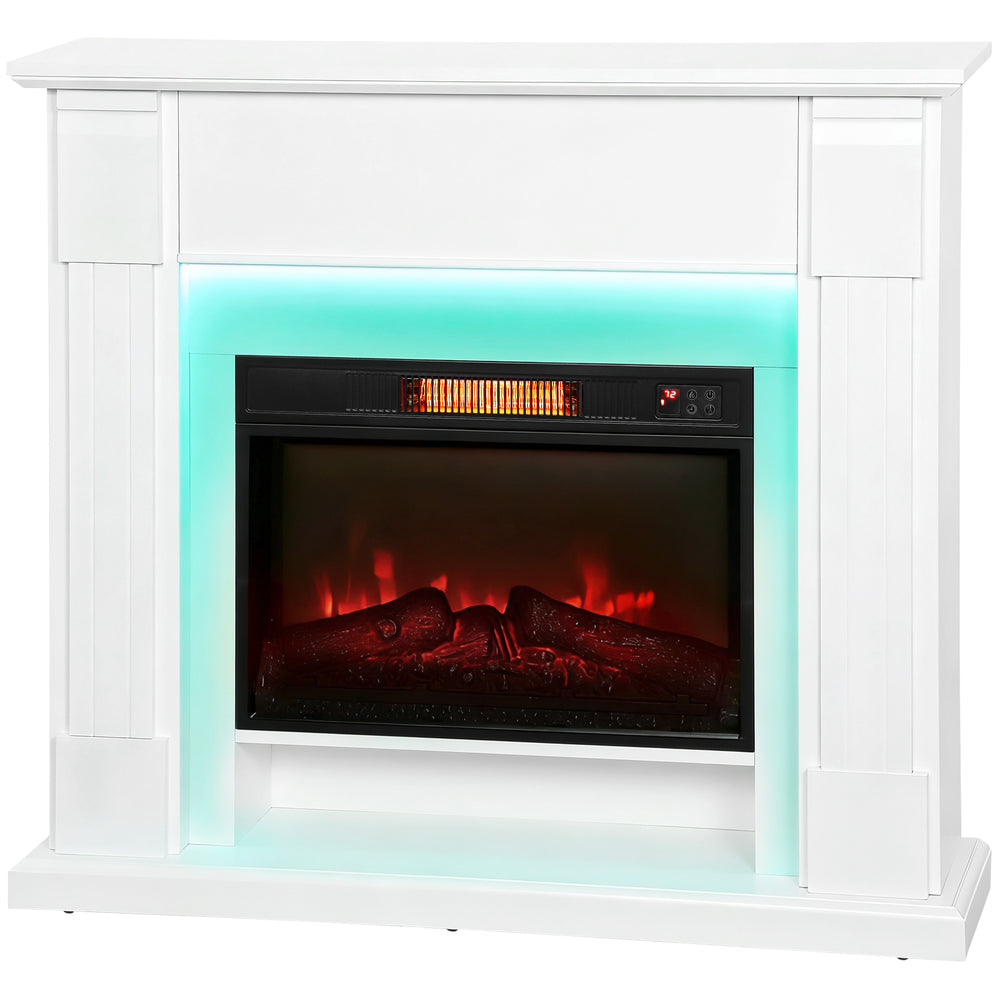 41-inch 1400W Electric Fireplace with Mantel, Adjustable 3D Flame Effect, White