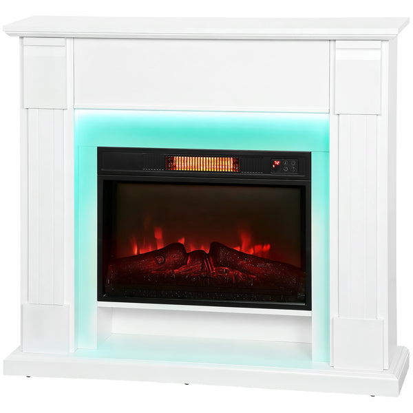 41-inch 1400W Electric Fireplace with Mantel, Adjustable 3D Flame Effect, White