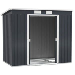 Galvanized steel garden shed with foundation kit - Dark grey