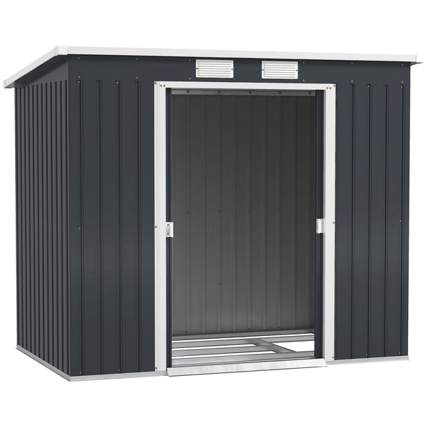 Galvanized steel garden shed with foundation kit - Dark grey