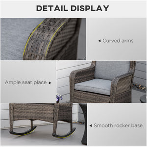 Outdoor rocking chair in woven resin with cushions, grey