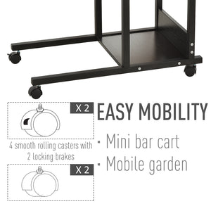 Height Adjustable Mobile Standing Desk with Casters, Black
