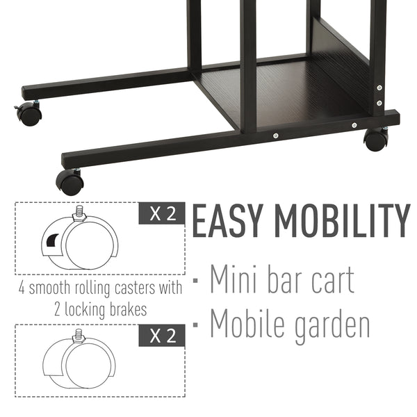 Height Adjustable Mobile Standing Desk with Casters, Black