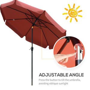 8.7-foot round parasol with tilt and crank, burgundy red 