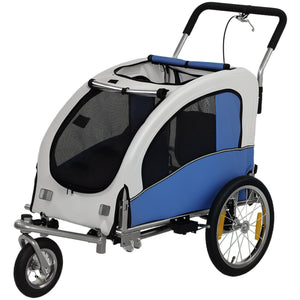 2-in-1 dog bike trailer and stroller, light gray