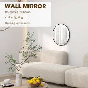 Modern Round Decorative Wall Mirror, Black