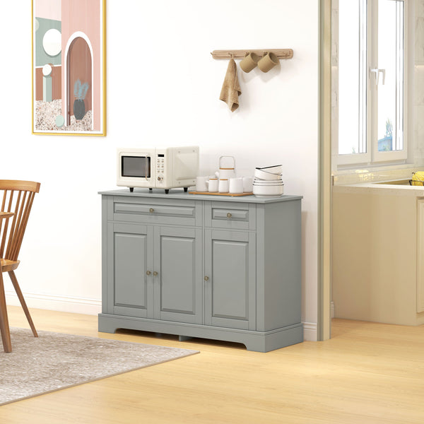 Modern buffet with 2 drawers and adjustable shelves, ideal for the dining room, gray.