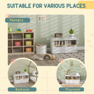 Bookcase with 2 drawers and large shelf, white