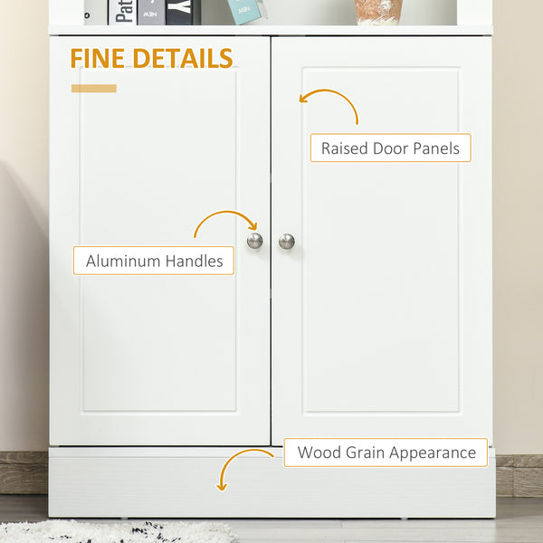 Kitchen sideboard with 6-tier shelves, white, wood look