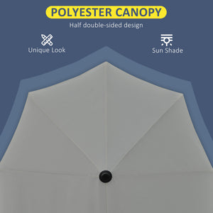 6-foot parasol with double-sided canopy, crank and base, grey