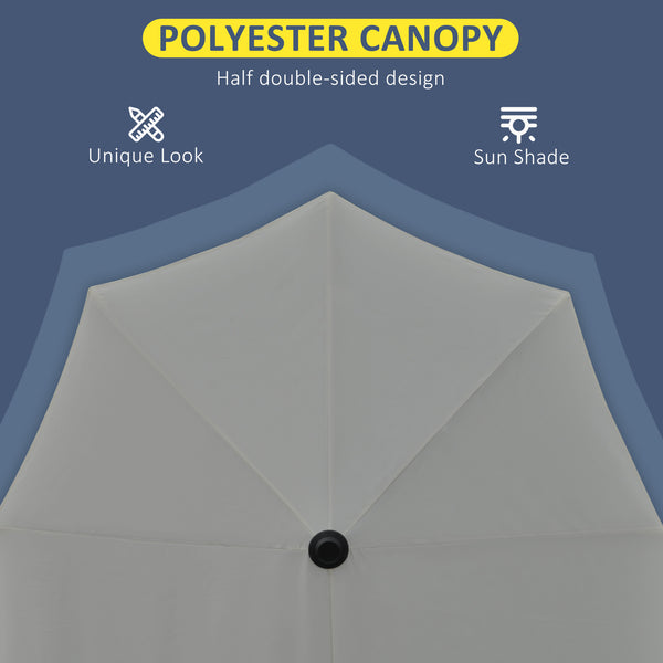 6-foot parasol with double-sided canopy, crank and base, grey