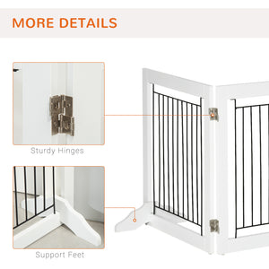Freestanding foldable barrier with 2 support legs, white