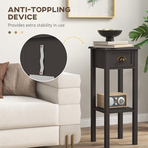 2-Tier Side Table with Drawer and Shelf, Coffee