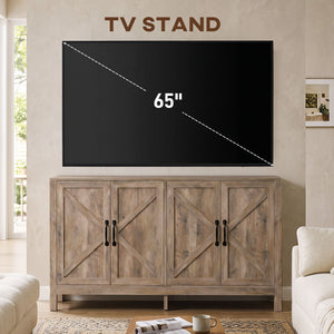 60" barn door sideboard, light gray