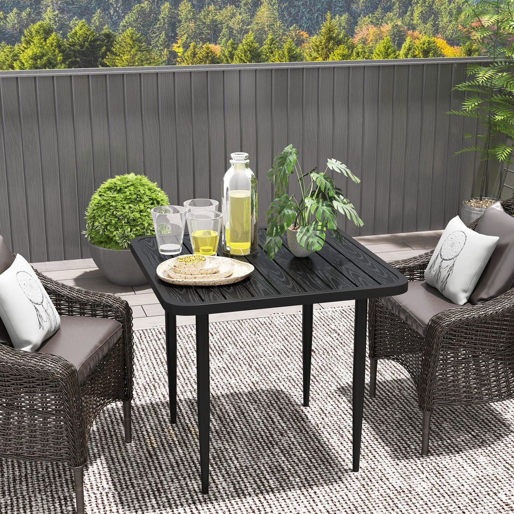 Square metal dining table, black
