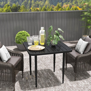 Square metal dining table, black