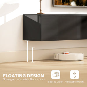 Floating TV Stand for TVs up to 75 Inch, 70.9" TV Cabinet, Entertainment Center with 2 Flip Doors, High Gloss Black