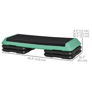 43" 3-Level Adjustable Aerobic Stepper Black and Green