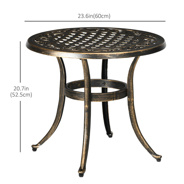 Round outdoor side table, bronze color