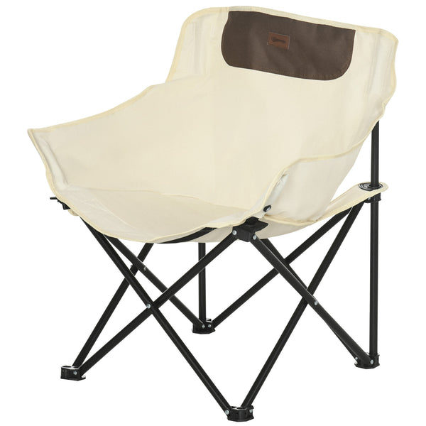 Portable camping chair with carry bag and side pocket, white