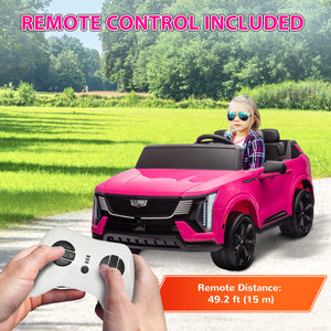 Cadillac Escalade 2-seater 12V with remote control, spring suspension, pink