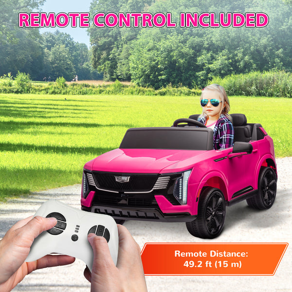 Cadillac Escalade 2-seater 12V with remote control, spring suspension, pink