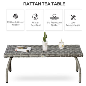 Outdoor coffee table made of weather-resistant resin wicker