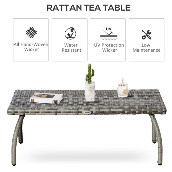 Outdoor coffee table made of weather-resistant resin wicker