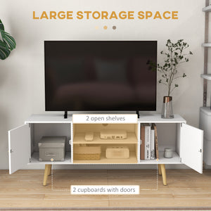 TV stand for TVs up to 55 inches with storage shelves, white