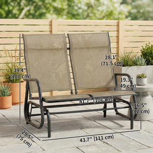 2-person Outdoor Rocking Bench, Brown